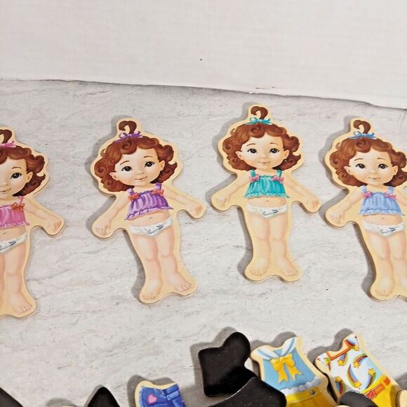 T.S. Shure Wooden Doll Quadruplets with 61 Pieces of Dress up Doll Clothes 2016. - Picture 3 of 11